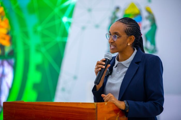 Vi Agroforestry Tanzania Country Director Martha Olotu speaking during Nane Nane 2026 activities in Dodoma.